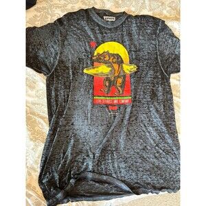 Black Heathered Levi Strauss California Surfed Bear Graphic T-shirt